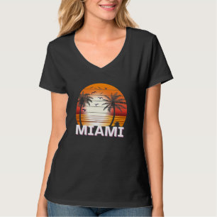 Miami Florida Vintage Palm Trees Summer Beach T-Shirt