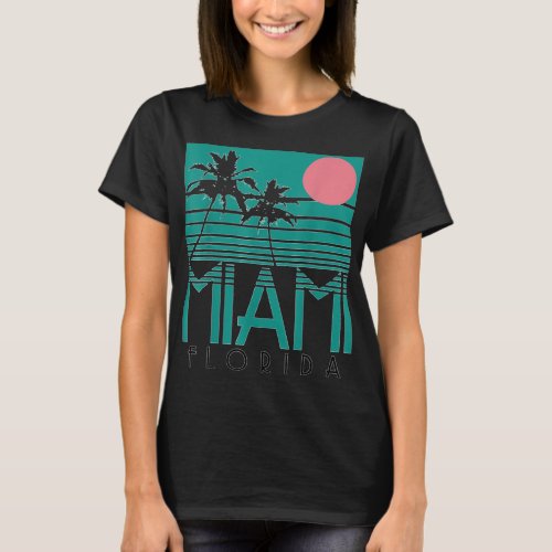 Miami Florida Vintage Retro Palm Trees Beach Summe T_Shirt