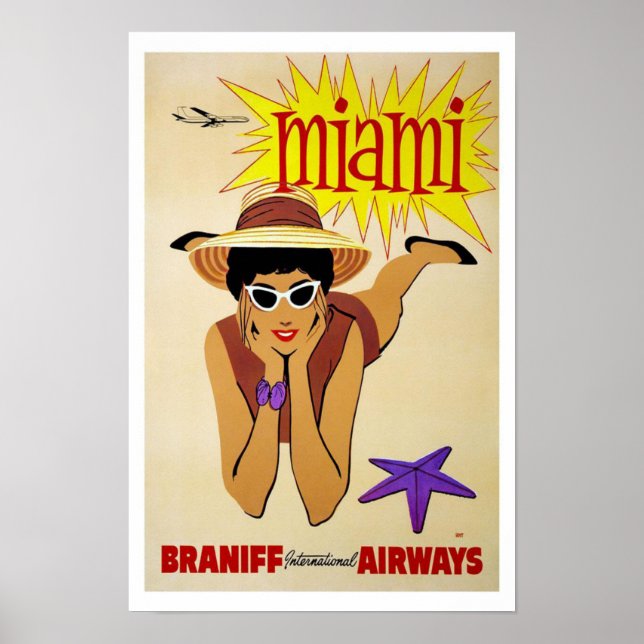 Miami Florida Vintage Travel Poster (Front)