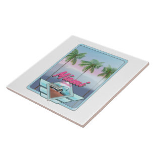Miami Florida Vintage travel poster Ceramic Tile