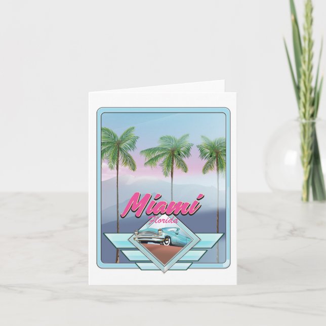 Miami Florida Vintage travel poster Holiday Card (Front)