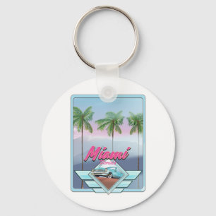 Miami Florida Vintage travel poster Keychain