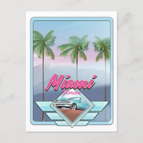 Miami Florida Vintage travel poster Postcard
