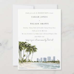 Miami Florida Watercolor Palm Beach Weekend Party Invitation