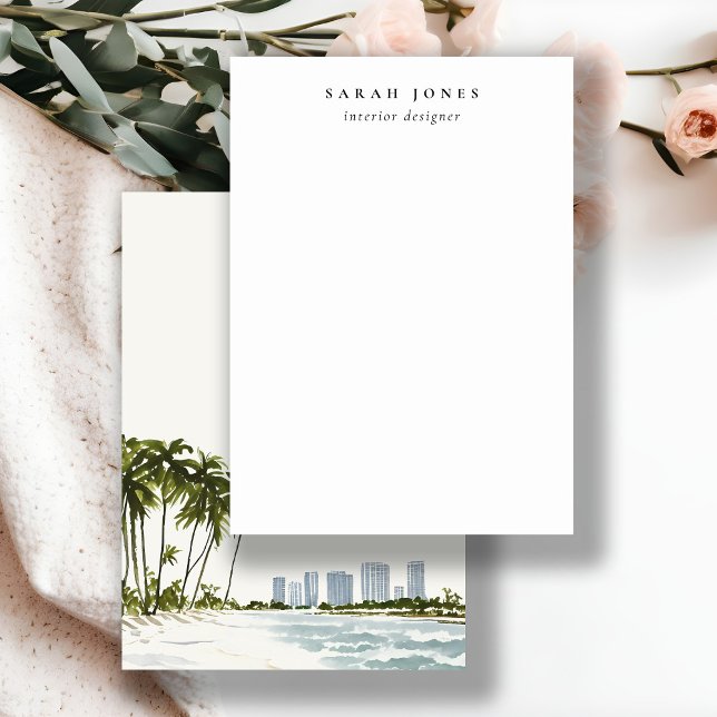 Miami Florida Watercolor Palm Landscape  Note Card (Creator Uploaded)
