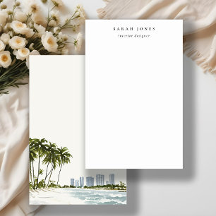 Miami Florida Watercolor Palm Landscape Stationery