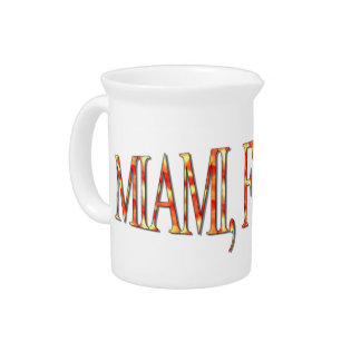 Miami, Florida - Yellow/Orange Beverage Pitcher
