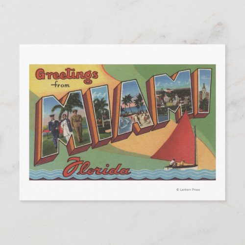 Miami FloridaLarge Letter ScenesMiami FL 2 Postcard