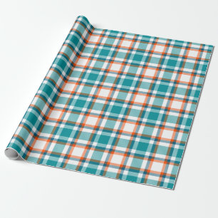 Miami Football Plaid Wrapping Paper