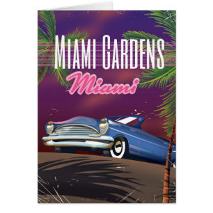 Miami Gardens Florida USA 80s travel poster Cards