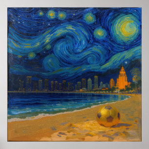Miami Golden Shore Soccer Fine Poster