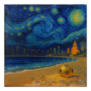 Miami Golden Shore Soccer Fine Poster