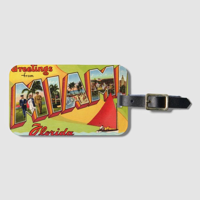 Miami Greeting Luggage Tag (Front Horizontal)