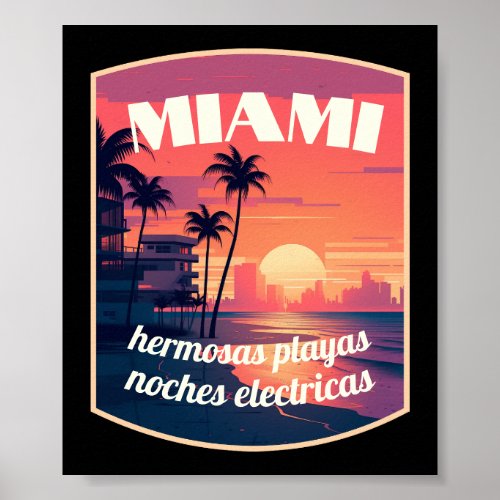 Miami hermosas playas noches electricas poster