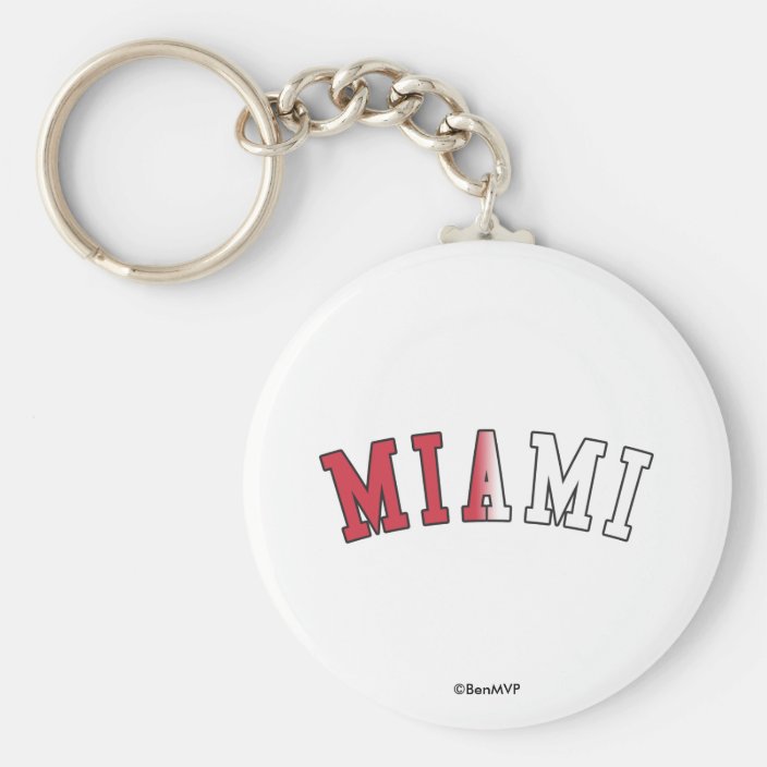 Miami in Florida State Flag Colors Keychain