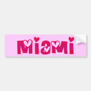 Miami in Hearts Bumper Sticker