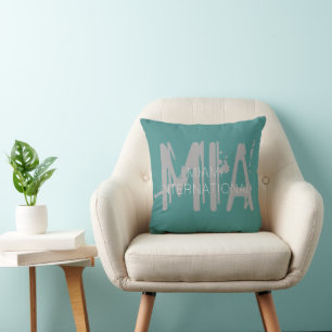 Miami International Airport Grunge Typography Throw Pillow