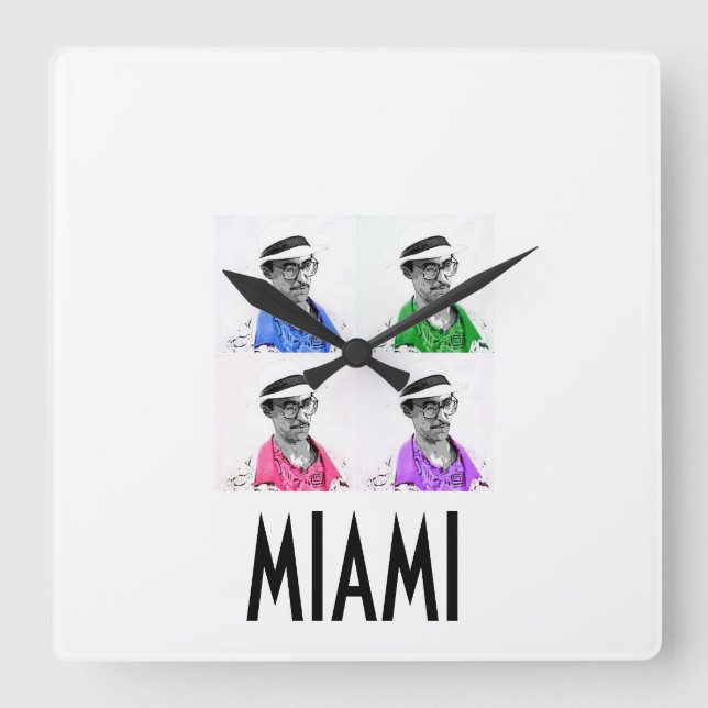 ~Miami Izzy~ MIAMI VICE IZZY POP ART WALLCLOCK! Square Wall Clock (Front)