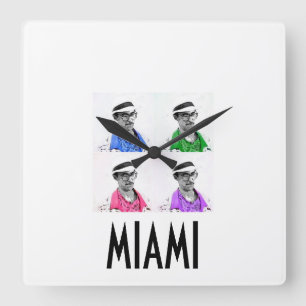 ~Miami Izzy~ MIAMI VICE IZZY POP ART WALLCLOCK! Square Wall Clock