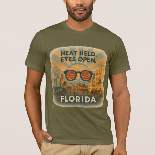 Miami Jersey Tee Heat Held Eyes Open Bella+Canvas  (Front)