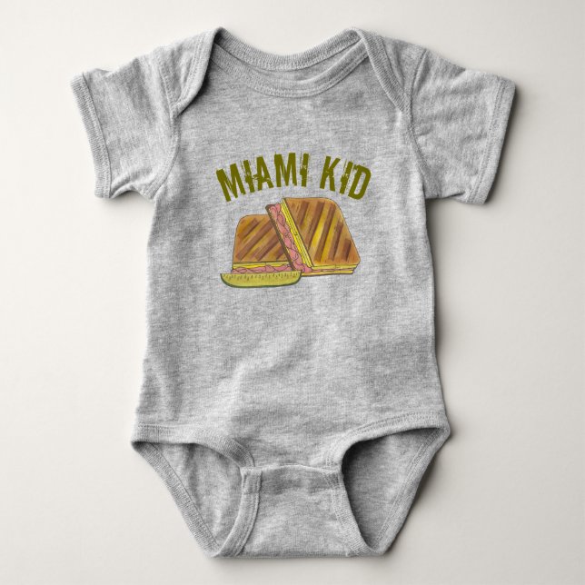 MIAMI KID Cuban Sandwich Ham Pork Swiss Cheese Baby Bodysuit (Front)
