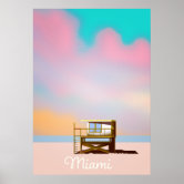 Boho Preppy Travel Poster- Miami Beach Art Print by WestbrookDesign