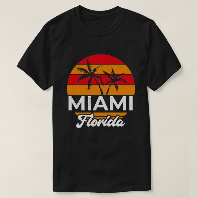 Miami Lover Tropical Summer FL Lover Retro Florida T-Shirt (Design Front)