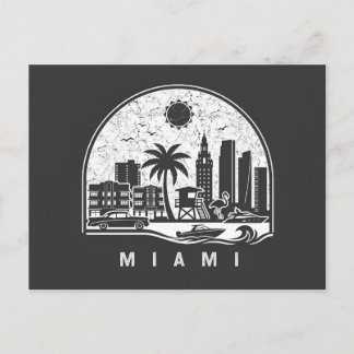 Miami Magic- Vintage Beach Skyline Announcement Postcard
