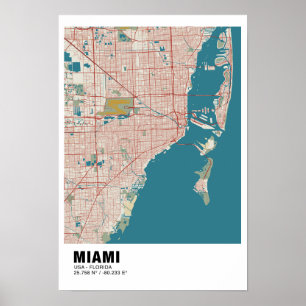 Miami Map Poster - Miami Vintage Map
