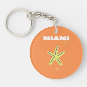 Miami, Miami Beach, Florida, Preppy, Orange Keychain