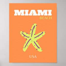 Miami, Miami Beach, Florida, Preppy, Orange Poster