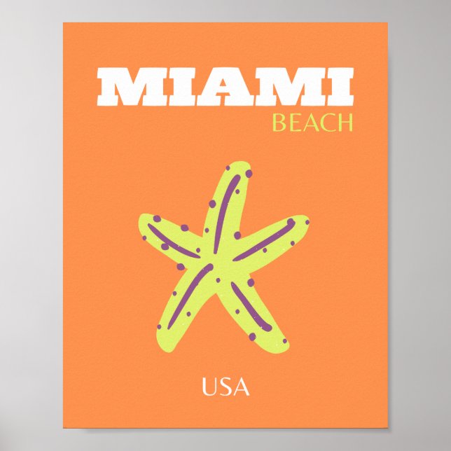 Miami, Miami Beach, Florida, Preppy, Orange Poster (Front)