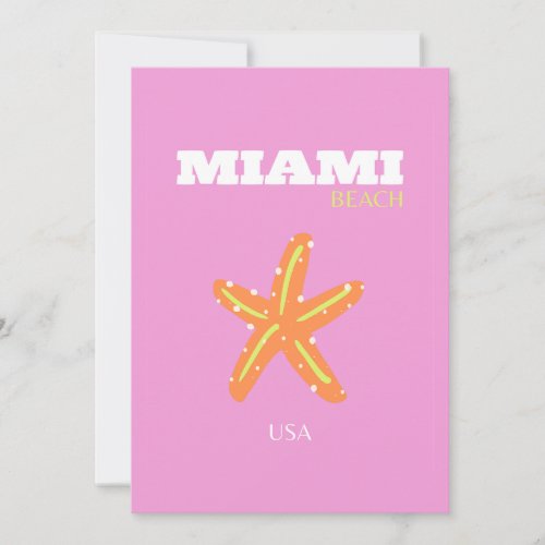 Miami Miami Beach Florida Preppy Pink Orange Invitation