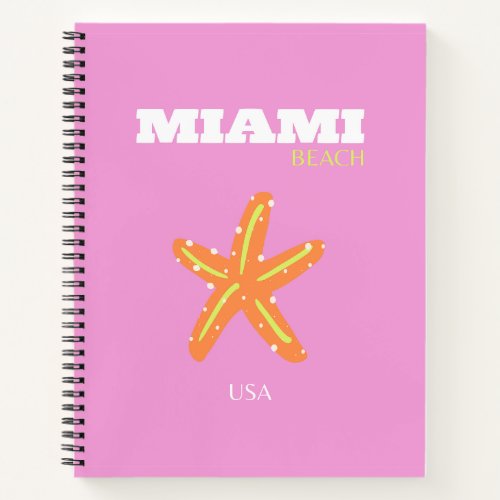 Miami Miami Beach Florida Preppy Pink Orange Notebook