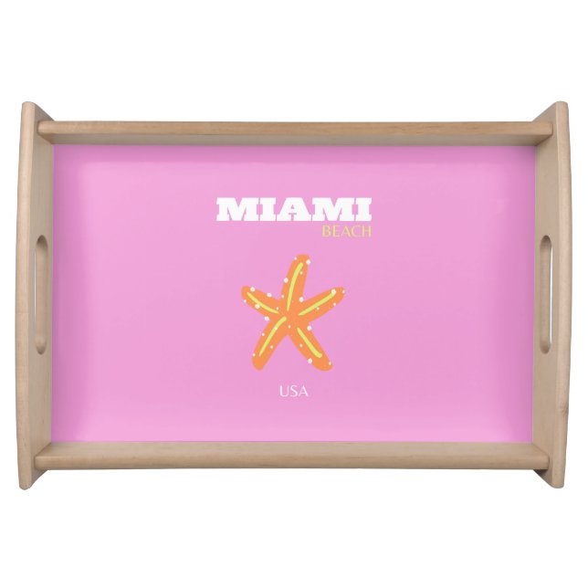 Miami, Miami Beach, Florida, Preppy, Pink, Orange Serving Tray (Front)