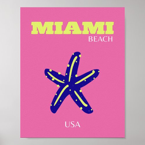 Miami Miami Beach Pink Poster