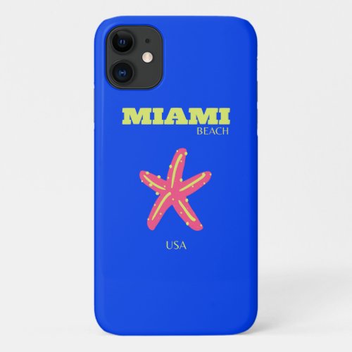 Miami Miami Beach Preppy Room Blue iPhone 11 Case