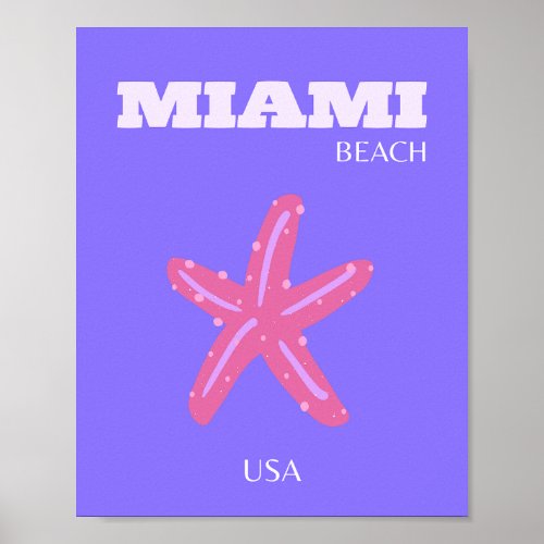 Miami Miami Beach Preppy Room Purple Lilac Poster
