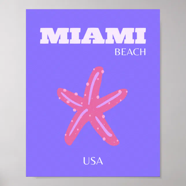 Miami, Miami Beach, Preppy Room, Purple, Lilac Poster | Zazzle