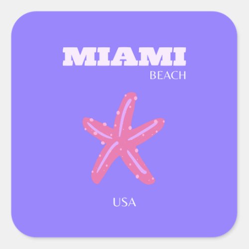 Miami Miami Beach Preppy Room Purple Lilac Square Sticker