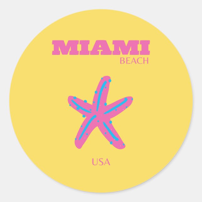 Miami, Miami Beach, Travel Art Classic Round Sticker (Front)