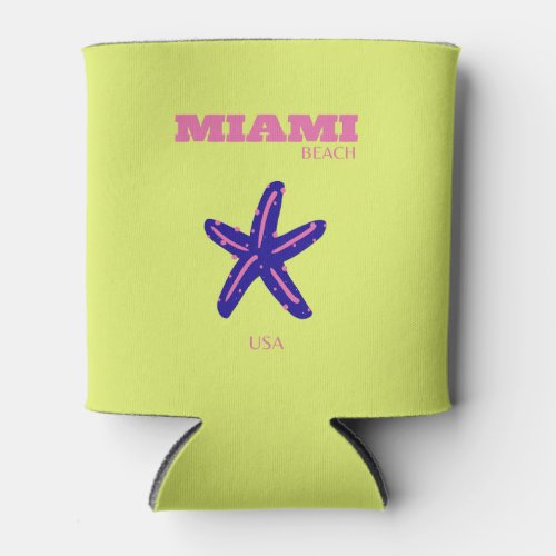 Miami Miami Beach Travel Art Preppy Can Cooler
