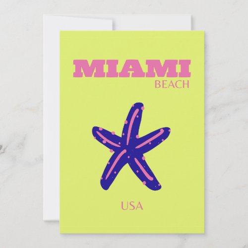 Miami Miami Beach Travel Art Preppy Holiday Card