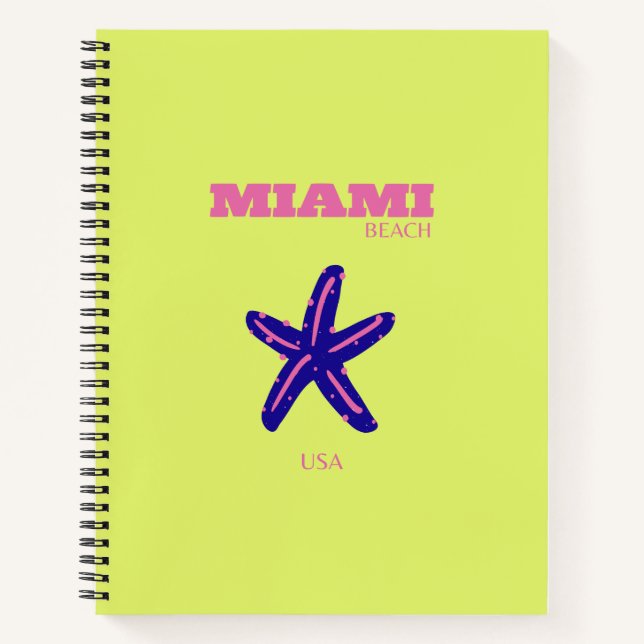 Miami, Miami Beach, Travel Art, Preppy Notebook (Front)