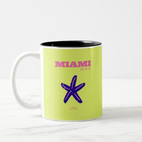 Miami Miami Beach Travel Art Preppy Two_Tone Coffee Mug