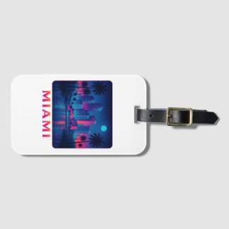 Miami Moonrise - Neon Skyline Luggage Tag