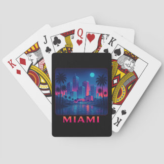 Miami Moonrise - Neon Skyline Poker Cards