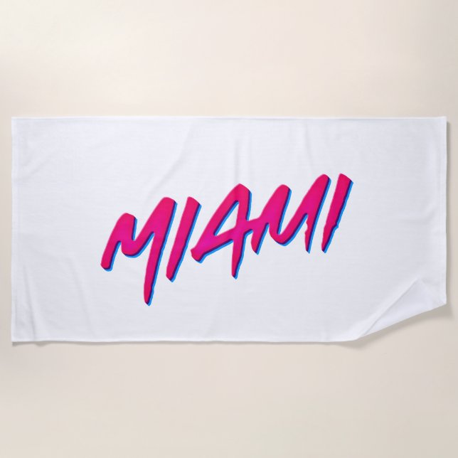 Miami Neon Colors New Retro Style Minimalism Beach Towel (Front)