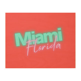 Miami Neon Lights Wood Wall Art