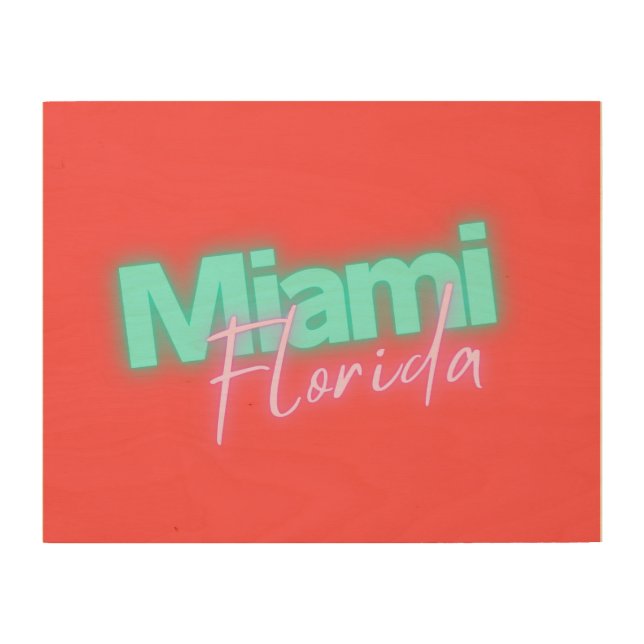 Miami Neon Lights Wood Wall Art (Front)
